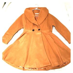 Camel dress coat with full skirt